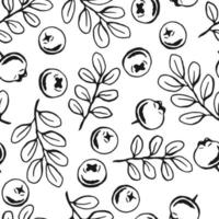 Seamless pattern with blueberry. Hand drawn illustration converted to vector. vector