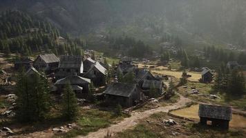 famous mountain village located next to mountain of Austrian alps photo