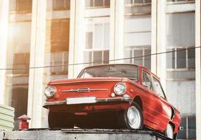 Colorful red soviet retro car photo