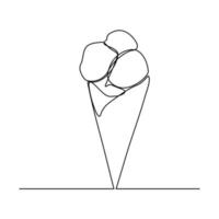 helado icono de una línea sobre fondo blanco vector