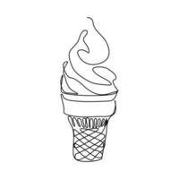 helado icono de una línea sobre fondo blanco vector