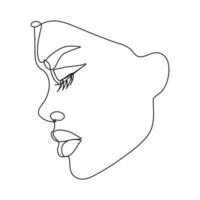 Abstract Woman One Face Line Drawing Female Portret Simple Style vector