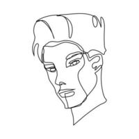 continuous line drawing of young man portrait on white background vector