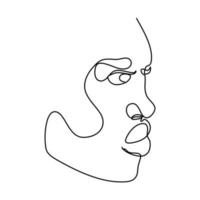 One line beauty woman portrait. Hand drawn linear abstract face vector