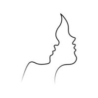 dibujo de línea continua de beso ilustración minimalista de moda, pareja de una línea dibujo abstracto amor dibujo de borde minimalista vector