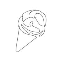 helado icono de una línea sobre fondo blanco vector