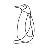 Penguin standing, continuous line drawing, nature, wildlife. vector