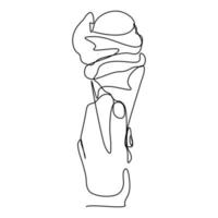 helado icono de una línea sobre fondo blanco vector