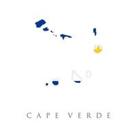 Cape Verde outline map country shape. Navy Blue Cape Verde Map and Flag isolated on white background. Vector illustration eps 10.
