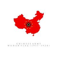 Chinese-army Wuhan flag 1911-1928 flag map isolated on white background vector