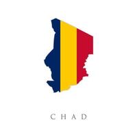 Vector illustration of Chad flag map. Vector map. Chad Map Flag. Map of Chad with the Chadian national flag isolated on white background. Vector Illustration.