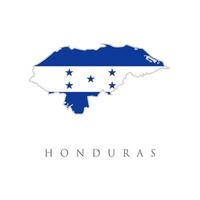 forma de país delineada y rellena con la bandera de honduras. bandera de la república de honduras superpuesta en el mapa de contorno aislado sobre fondo blanco vector