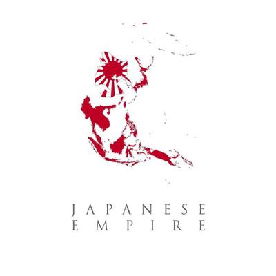 Militarism, Empire of Japan, japanese army flag, japan map, world war two image. vector map of the Empire of Japan for your design. Map of Empire of JapanJapanese Empire during WWII in 1942,