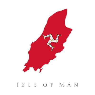 Vector Illustration of a Map and Flag from Isle of Man. Map of Isle of Man with flag isolated on white background. Crown dependency. Vector illustration.