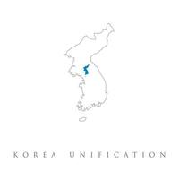 bandera de unificación de corea. reunificación de corea del norte y del sur en un estado y país unidos y compartidos. alianza, conexión y unificación del territorio de la península coreana. ilustración vectorial vector