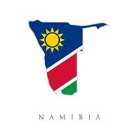 Namibia vector map with the flag inside. Namibia flag map. The flag of the country in the form of borders. Stock vector illustration isolated on white background.