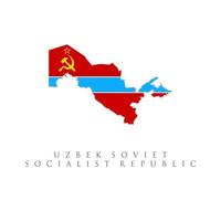 uzbek soviet socialist republic flag map. isolated on white background vector