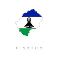 Lesotho Map Flag. Map of the Kingdom of Lesotho with the Mosotho national flag isolated on white background. Vector Illustration.