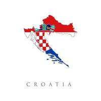 bandera del mapa de croacia. mapa con bandera nacional. ilustración detallada de un mapa de croacia con bandera. mapa de la bandera del país croacia sobre fondo blanco. vector