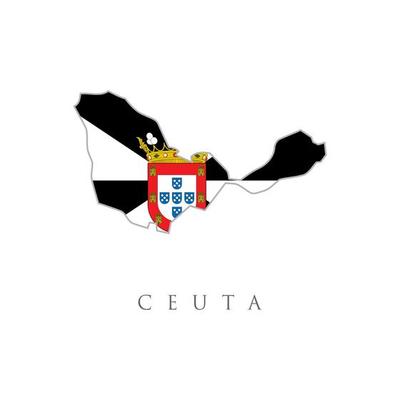 Map of Ceuta. Vector illustration. World map. Vector Ceuta map silhouette, painted in colors of a national flag.