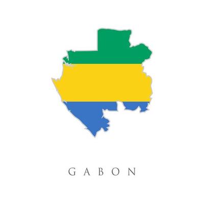 Detailed map of Gabon with country flag. Gabon flag map background. The flag of the country in the form of borders. Stock vector illustration isolated on white background.