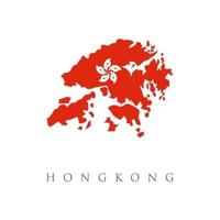 mapa de contorno de hong kong con bandera. mapa vectorial-país de hong kong sobre fondo blanco. plantilla de bandera china de la región. vector