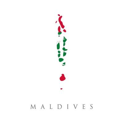 Maldives country flag inside map contour design icon logo. Maldives detailed map with flag of country. Country Flag Travel and Tourism concept