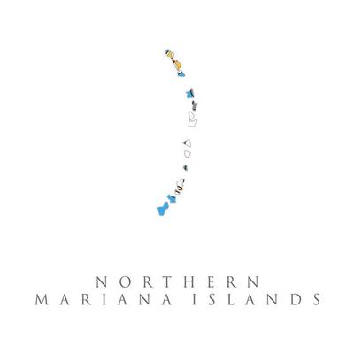 Map of Northern Mariana Islands in Northern Mariana Islands flag colors. Location Map of Northern Mariana Islands on map Oceania and Australia. Northern Mariana Islands flag map