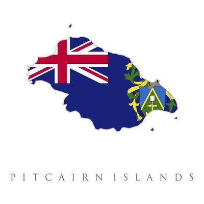 Flag Pitcairn Islands. Pitcairn Islands map isolated on white background, Pitcairn Islands national concept sign, Vector illustration.
