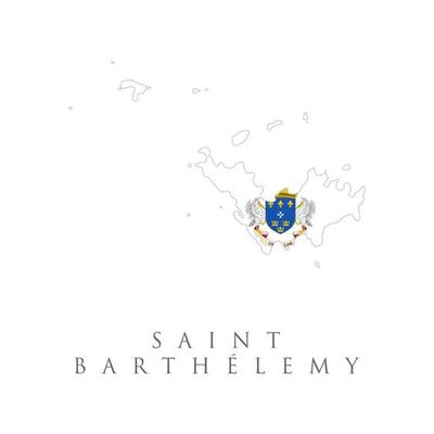 Saint Barthelemy flag map vector illustration. The flag of the country in the form of borders. Stock vector illustration isolated on white background.