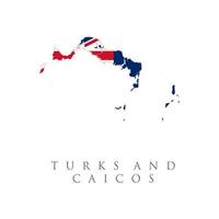 Map and flag Turks and Caicos of Vector. The flag of the country in the form of borders. Stock vector illustration isolated on white background.