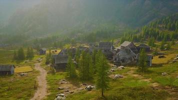 Beautiful old houses in the mountains photo