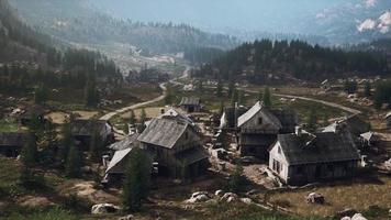 View on old Italian village in the Apennines mountains photo