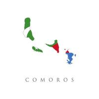 Shape map and flag of The Comoros country. Eps.file. Comoros Map. Comoros Islands Map. Comoros Map illustration vector