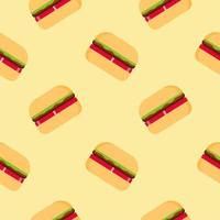 Burger seamless pattern. Fast food pattern. Flat design Vector Illustration