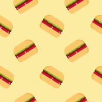 Burger seamless pattern. Fast food pattern. Flat design Vector Illustration