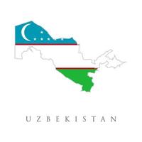 Uzbekistan detailed map with flag of country. Uzbekistan with national flag map. Republic of Uzbekistan. Uzbek flags isolated on white background. vector