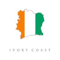 Vector map with the flag inside - Ivory Coast. Detailed waving flag map of Cote dIvoire or Ivory Coast. Vector map with masked flag.