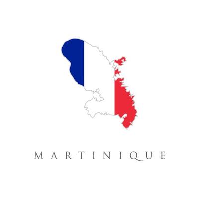 Map of french overseas region Martinique combined with french national flag.