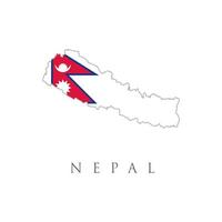 Nepal detailed map with flag of country. Nepal flag and outline of the country on a white background. country map and Nepalese flag vector