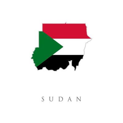 Sudan country flag inside map contour design icon logo. Sudanese national flag colors for your graphic and web design