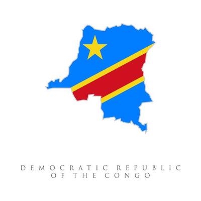 Democratic Republic of the Congo flag map.Map of Democratic Republic of the Congo with an official flag. Illustration on white background