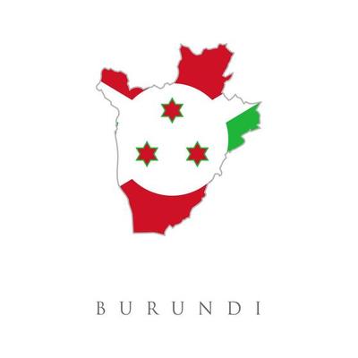 Burundi detailed map with flag of country. Burundi Map Flag. Map of Burundi with the Burundian national flag isolated on white background. Vector Illustration.