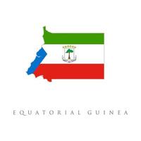 Flag of Equatorial Guinea, Republic of Equatorial Guinea. Equatorial Guinea Map Flag. Map of Equatorial Guinea with the Equatoguinean national flag isolated on white background. Vector Illustration.