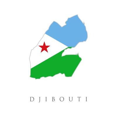 flag map of Djibouti. The flag of the country in the form of borders. Stock vector illustration isolated on white background.