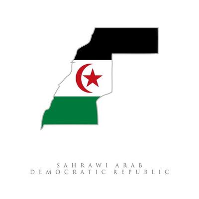 Simple flat flag map of the Sahrawi Arab Democratic Republic Western Sahara, Western Sahara vector stock set flag isolated. Sahrawi