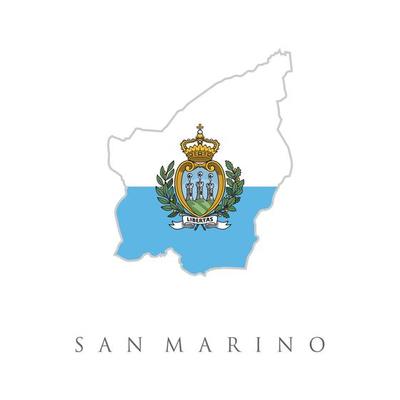 Map Of San Marino With Flag Isolated On White Background,Map and National flag of San Marino,Vector Illustration