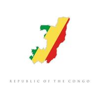 ilustración detallada de un mapa de la república del congo con bandera, mapa vectorial de la república del congo con la bandera dentro. Ilustración de mapa africano, vector aislado sobre fondo blanco