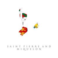 Saint Pierre and Miquelon flag map. The flag of the country in the form of borders. Stock vector illustration isolated on white background.