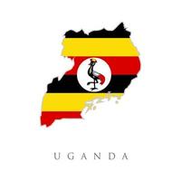 Detailed illustration of a map of Uganda with flag,. Uganda flag map. The flag of the country in the form of borders. Stock vector illustration isolated on white background.